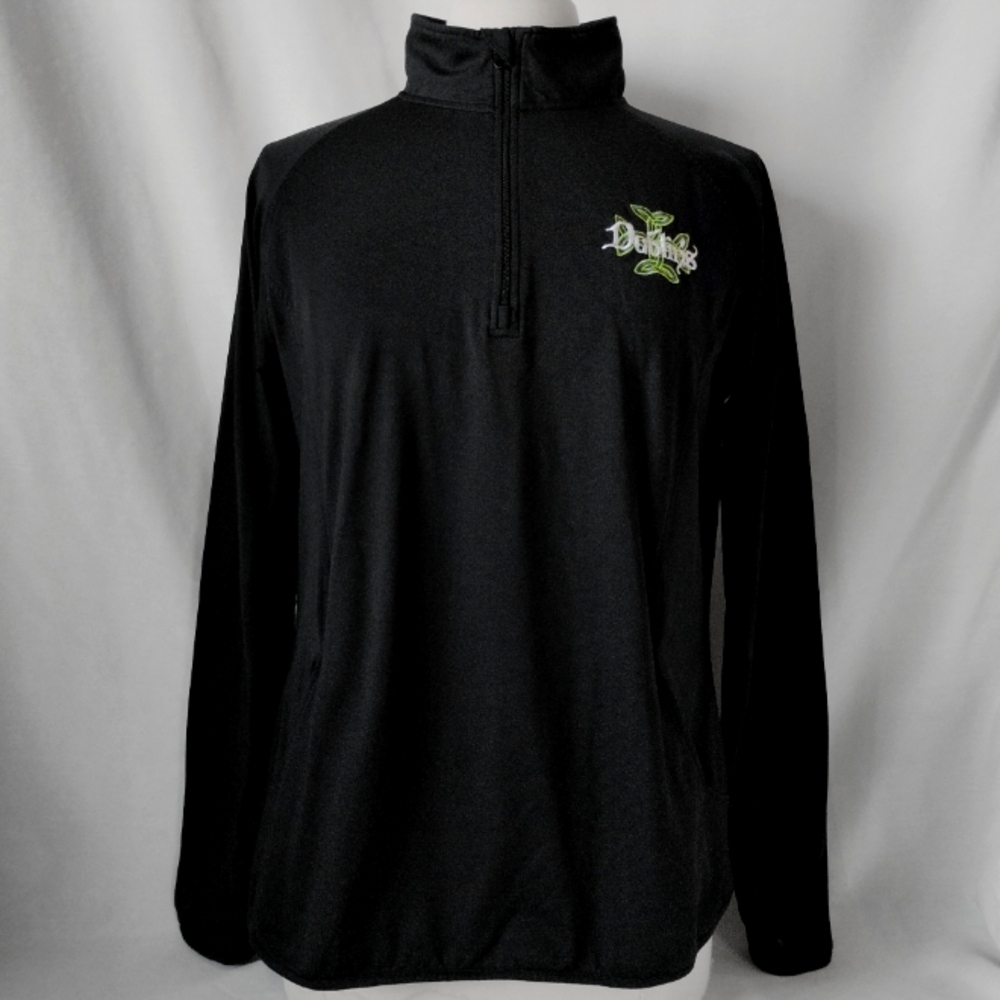 Women's Sport-Tek Black Dublin's Irish Pub Half-Zip Mock Neck Stretchy Pullover